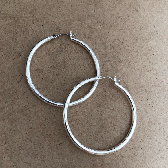 Silver Hoop Earrings - Picture 2 of 3
